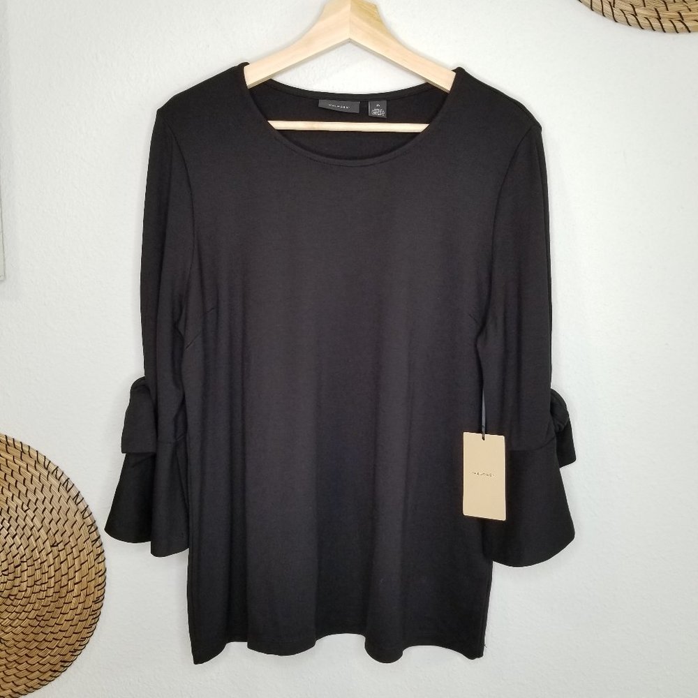 Halogen Tshirt Blouse w/ 3/4 Ruffle Sleeves & Ties